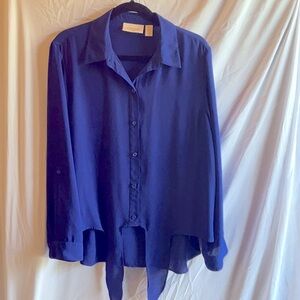 Chico’s Royal Blue Tie-Front Blouse Chico’s Size 2